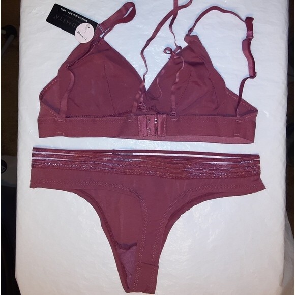 Youmita Deco Rose Large Semi-Sheer Bralette & Mesh Thong NWT - Picture 6 of 13